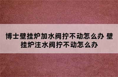 博士壁挂炉加水阀拧不动怎么办 壁挂炉注水阀拧不动怎么办